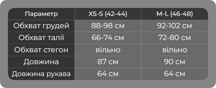 Таблиця розмірів