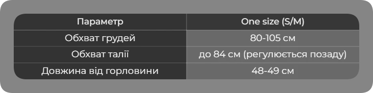 Таблиця розмірів