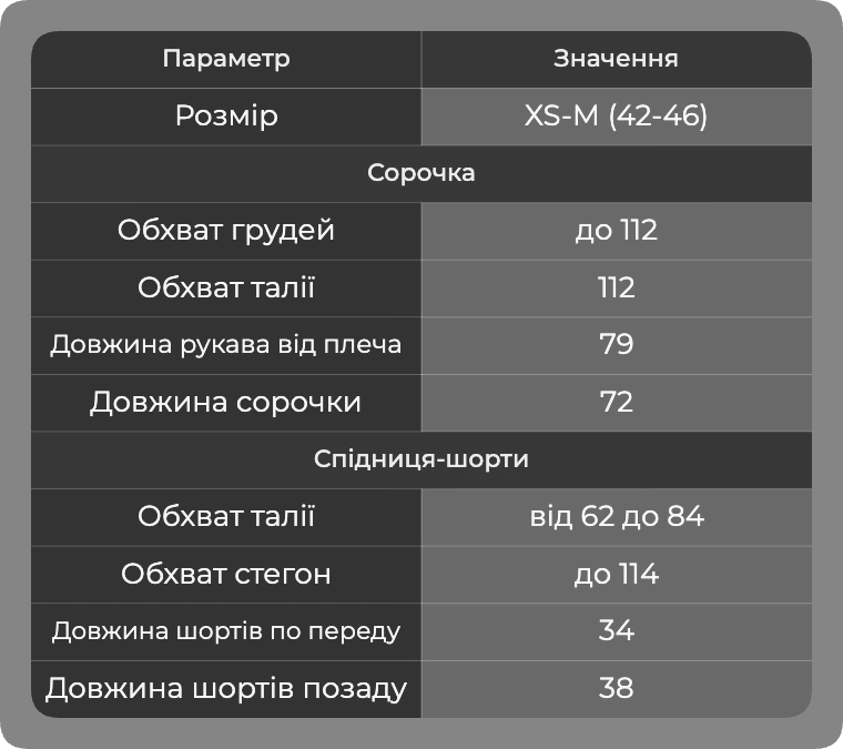 Таблица размеров Таблица размеров