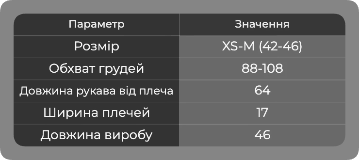 Таблиця розмірів