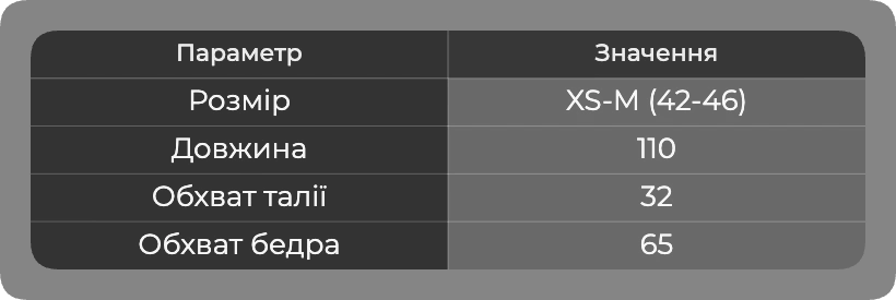 Таблиця розмірів