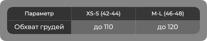 Таблиця розмірів