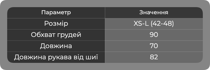 Таблиця розмірів