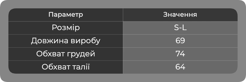 Таблиця розмірів