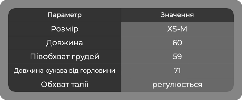 Таблиця розмірів