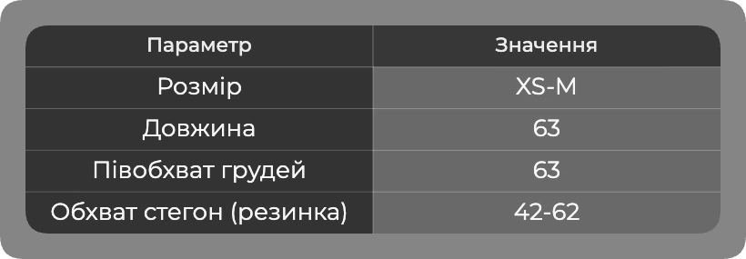Таблиця розмірів