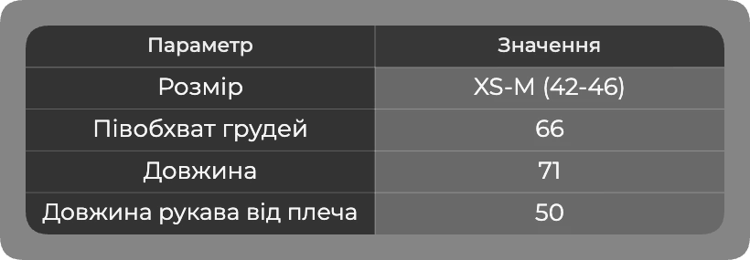Таблиця розмірів