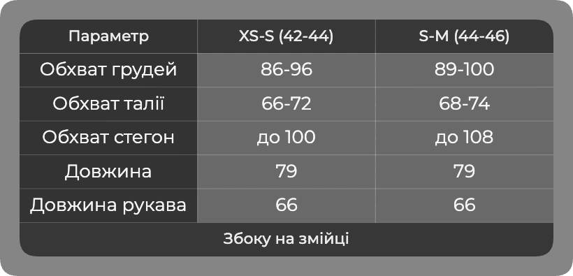 Таблиця розмірів