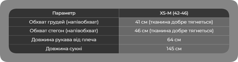 Таблиця розмірів