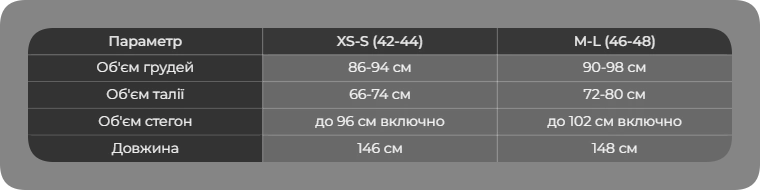 Таблица размеров
